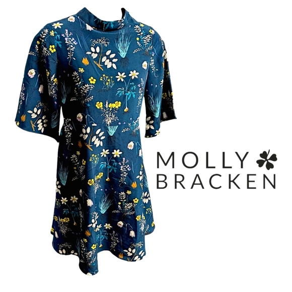 NWOT Molly Bracken - Floral Woodland Print A Line Midi Dress - XS - Picture 2 of 2